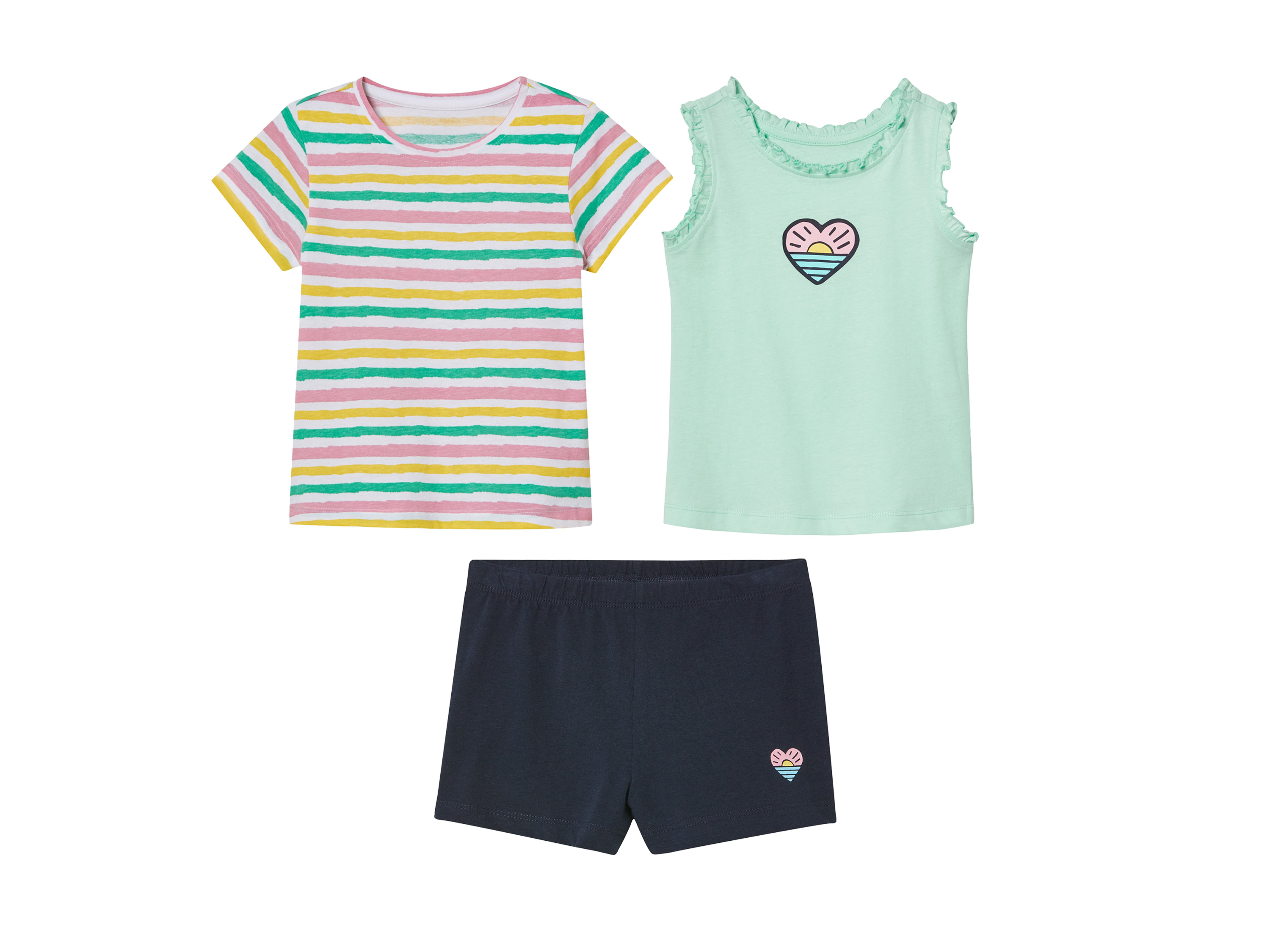 E-shop lupilu® Dievčenská súprava, 3-dielna (biela/ružová/mint/navy, 110/116)