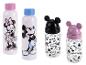Tri fľaše na vodu s motívmi Mickey Mouse a Minnie Mouse.