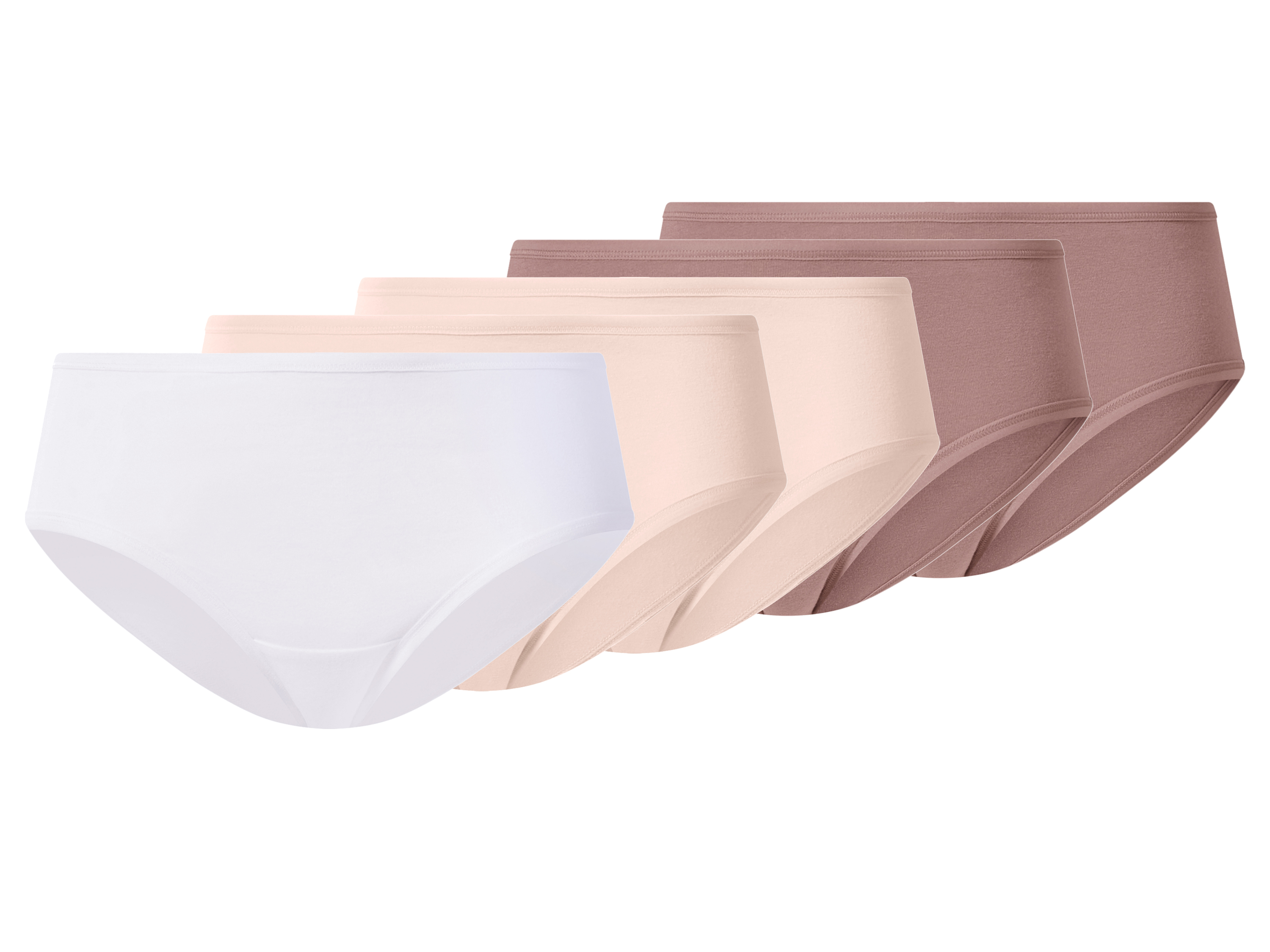 E-shop esmara® Dámske bedrové nohavičky, 5 kusov (tmavoružová/bledoružová/biela, XS (32/34))