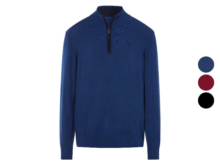 Modrý sveter na zips od Lyle & Scott.