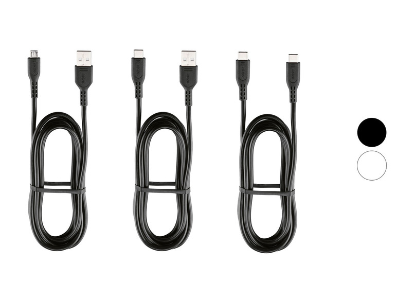Prejsť na zobrazenie na celú obrazovku: TRONIC® Nabíjací a dátový kábel USB-C, USB-A a Micro, 1,8 m – obrázok 1