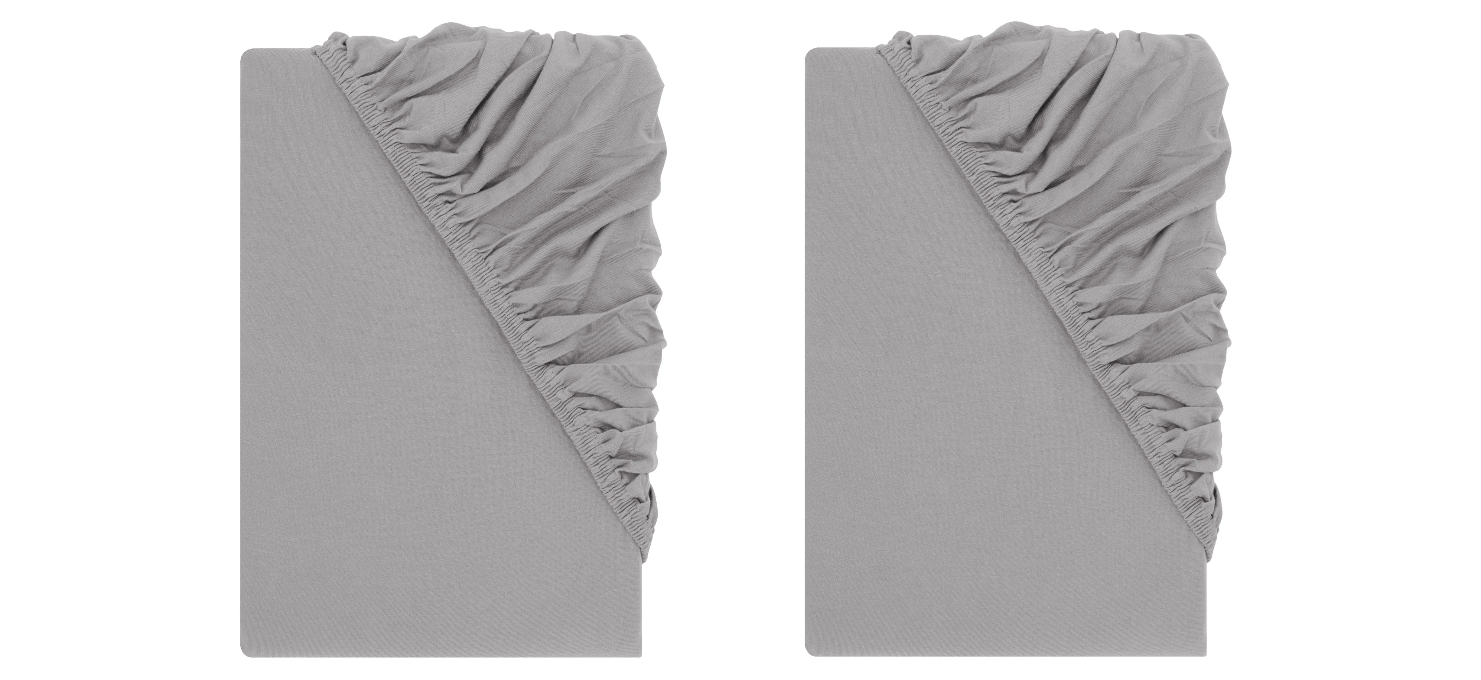 LIVARNO® Napínacia džersejová plachta, 90 – 100 x 200 cm, sivá, 2 kusy