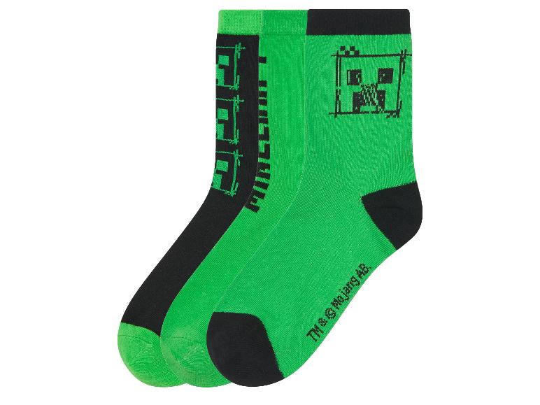 Dva páry Minecraft ponožiek: zelené a čierne.