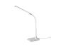 Biela LED stolná lampa s flexibilným ramenom a obdĺžnikovou základňou