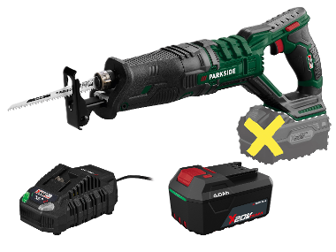 PARKSIDE® Aku chvostová píla 20 V PSSA 20-Li B2 + Akumulátor 20 V/4 Ah + Rýchlonabíjačka 20 V/4,5 A