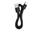 Čierny nabíjací kábel USB-A na USB-C, stočený a zaistený páskou.