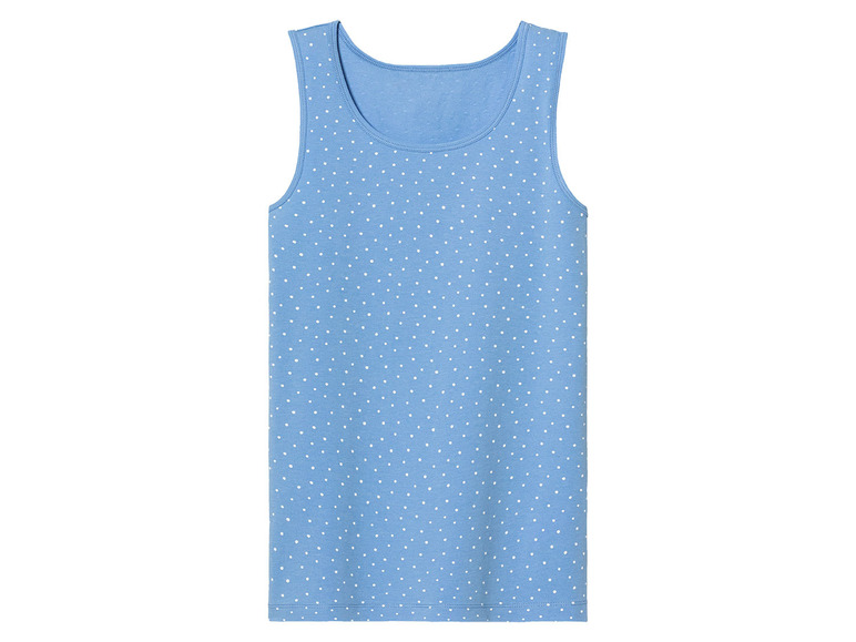 Modré tielko s bielymi bodkami.