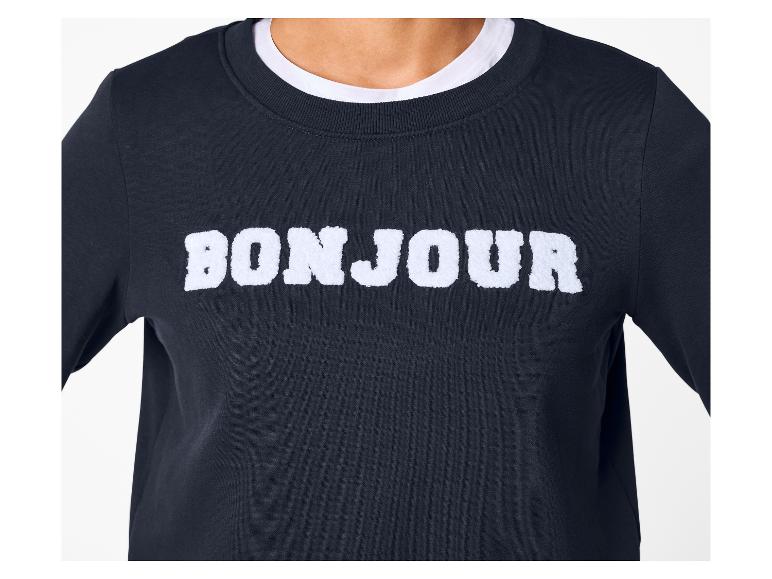 Čierna mikina s bielym nápisom „BONJOUR“