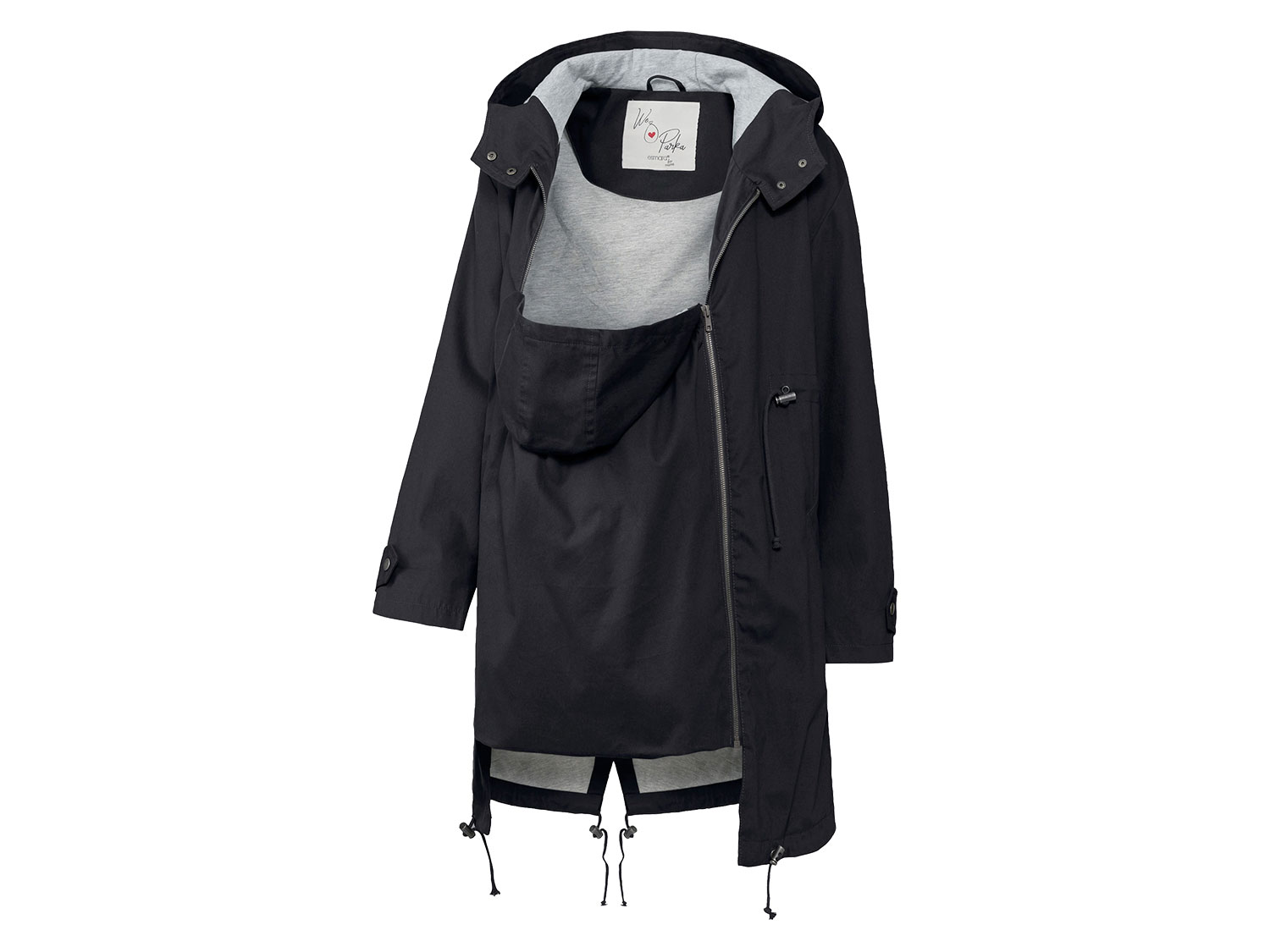 esmara® Dámska tehotenská bavlnená parka BIO (čierna, 34)