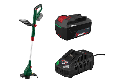 PARKSIDE® Aku strunová kosačka 20 V PRTA 20-Li D3 + Rýchlonabíjačka akumulátora 20 V/4,5 A + Akumulátor 20 V/4 Ah