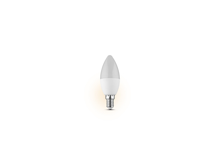 Biela LED žiarovka v tvare sviečky.