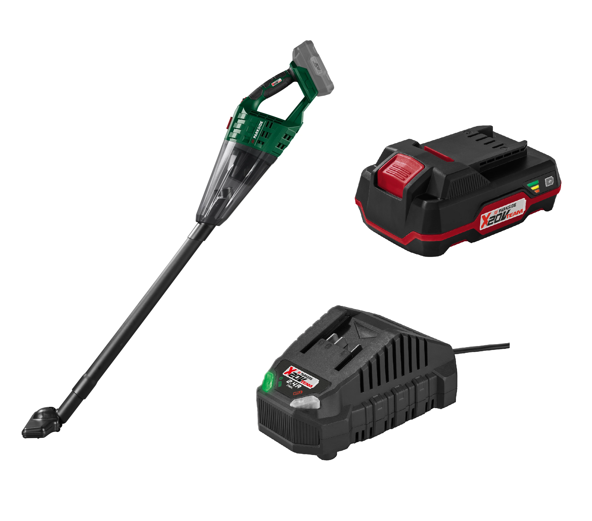 E-shop PARKSIDE® Aku ručný vysávač PHSSA 20-Li D2 + Akumulátor 20 V/2 Ah PAP 20 B1 + Nabíjačka na akumulátor 20 V/2,4 A PLG 20 C1