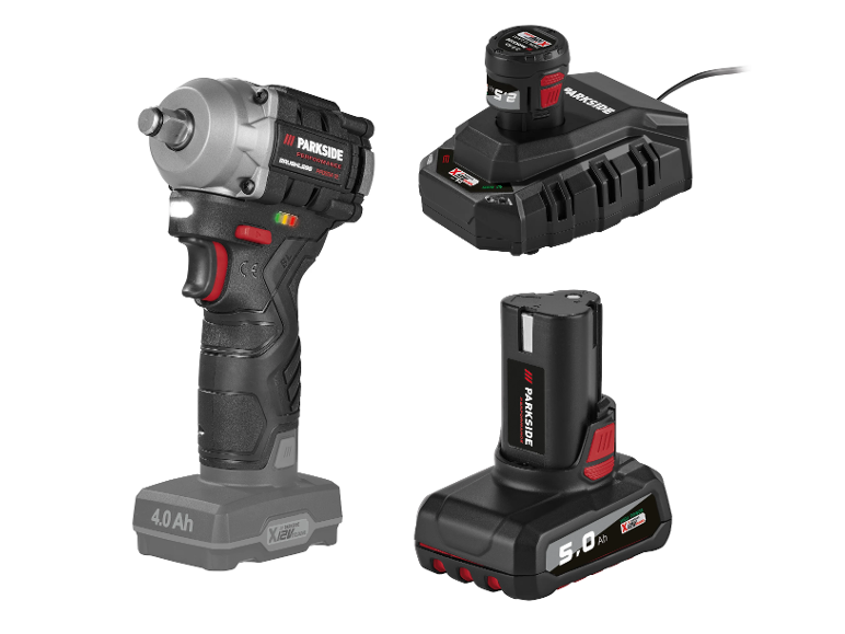 Parkside Performance® Aku rázový uťahovák Ppdssa 12 A1 + Akumulátor 12 V/5 Ah + Akumulátor 12 V/2,5 Ah + Nabíjačka 12 V/6 A