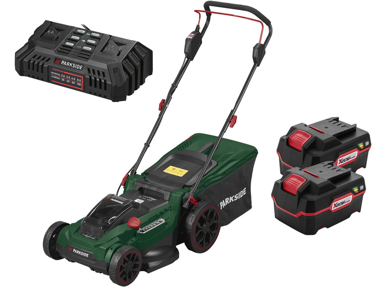 Prejsť na zobrazenie na celú obrazovku: PARKSIDE® Aku kosačka na trávu PRMA 40-Li C1 + Akumulátor 20 V/4 Ah PAP 20 B3, 2 kusy + Dvojitá rýchlonabíjačka PDSLG 20 A1 – obrázok 1