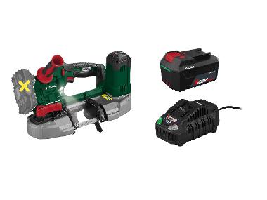 PARKSIDE® Aku pásová píla 20 V PMBA 20-Li A1 + Akumulátor 20 V/4 Ah PAP 204 A1 + Rýchlonabíjačka akumulátora 20 V/4,5 A PLG 20 C3