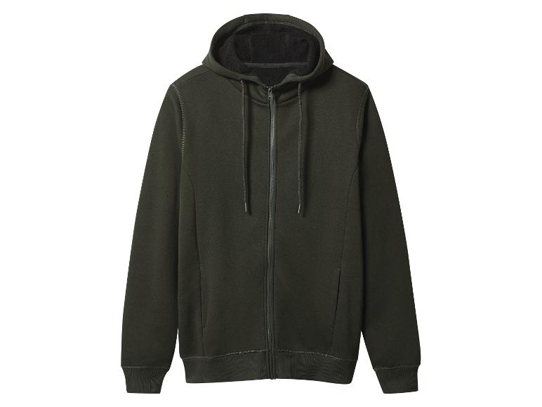 Tmavozelená mikina na zips s podšitou kapucňou