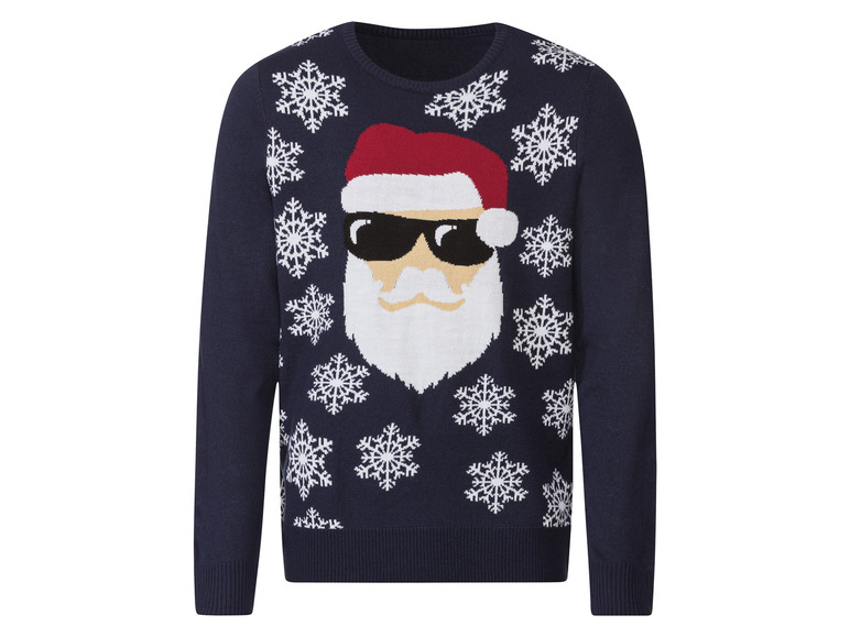 E-shop LIVERGY® Pánsky vianočný pulóver (L (52/54), Mikuláš/navy modrá)