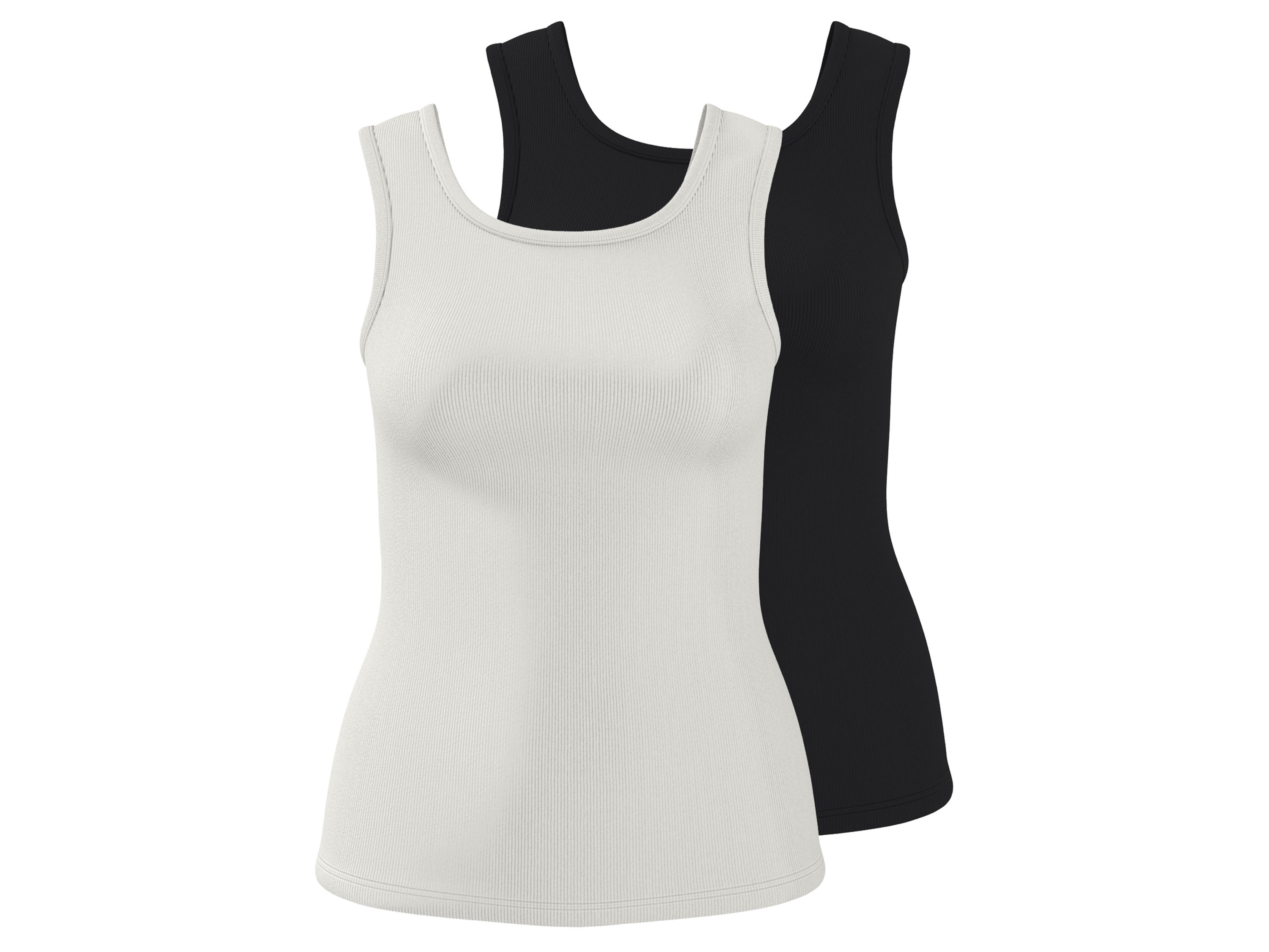 esmara® Dámsky rebrovaný top, 2 kusy (čierna/biela, S (36/38))