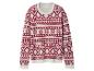 Pletený sveter s červeno-bielym vzorom Fair Isle
