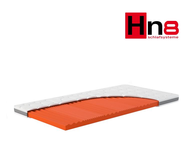 Matrac Hn8 Schlafsysteme s rezom ukazujúcim oranžové penové jadro