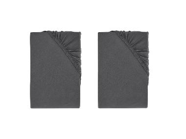LIVARNO HOME Bi-elastická napínacia plachta na boxspringovú posteľ, 90 – 100 x 200 cm, sivá, 2 kusy