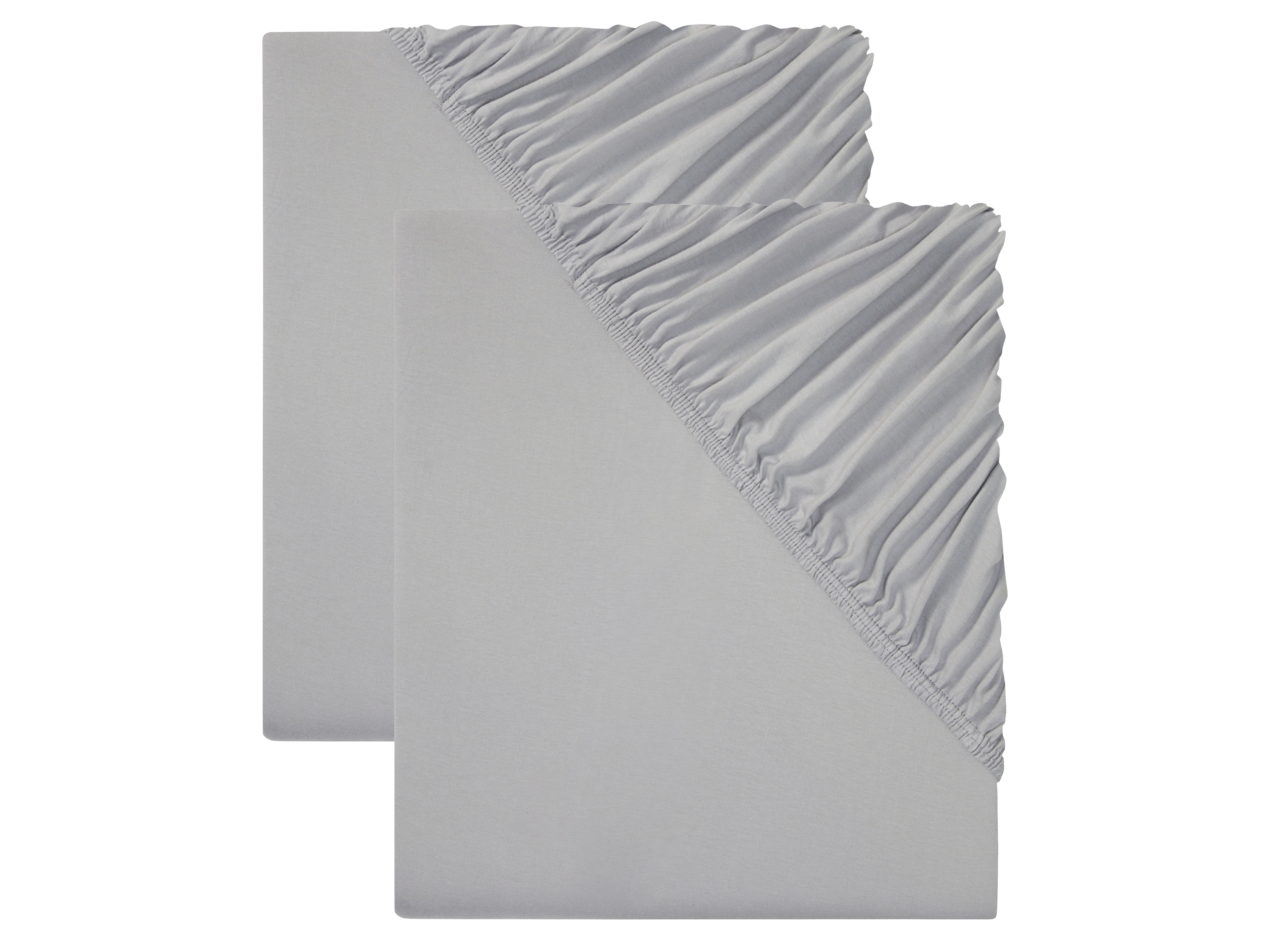 LIVARNO home Džersejová napínacia plachta, 90 – 100 x 200 cm, 2 kusy (bledosivá)