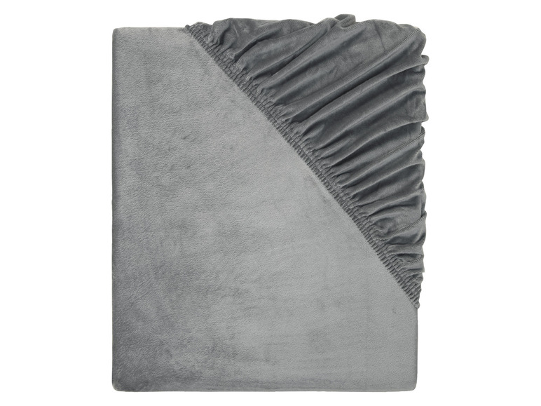 LIVARNO home Plyšová napínacia plachta, 90-100 x 200 cm (sivá)