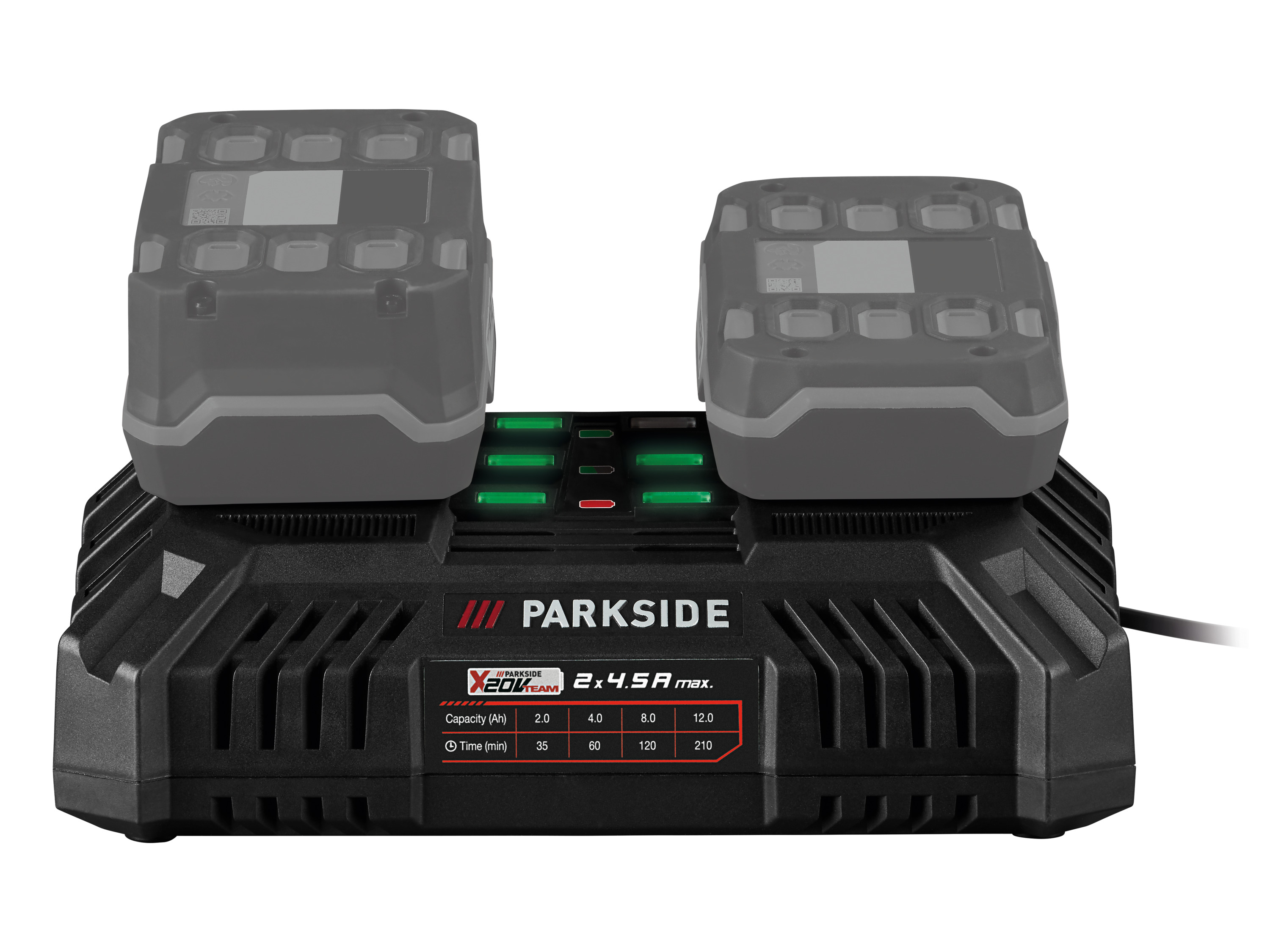 E-shop PARKSIDE® Dvojitá nabíjačka na akumulátor 20 V/4,5 A PDSLG 20 B1