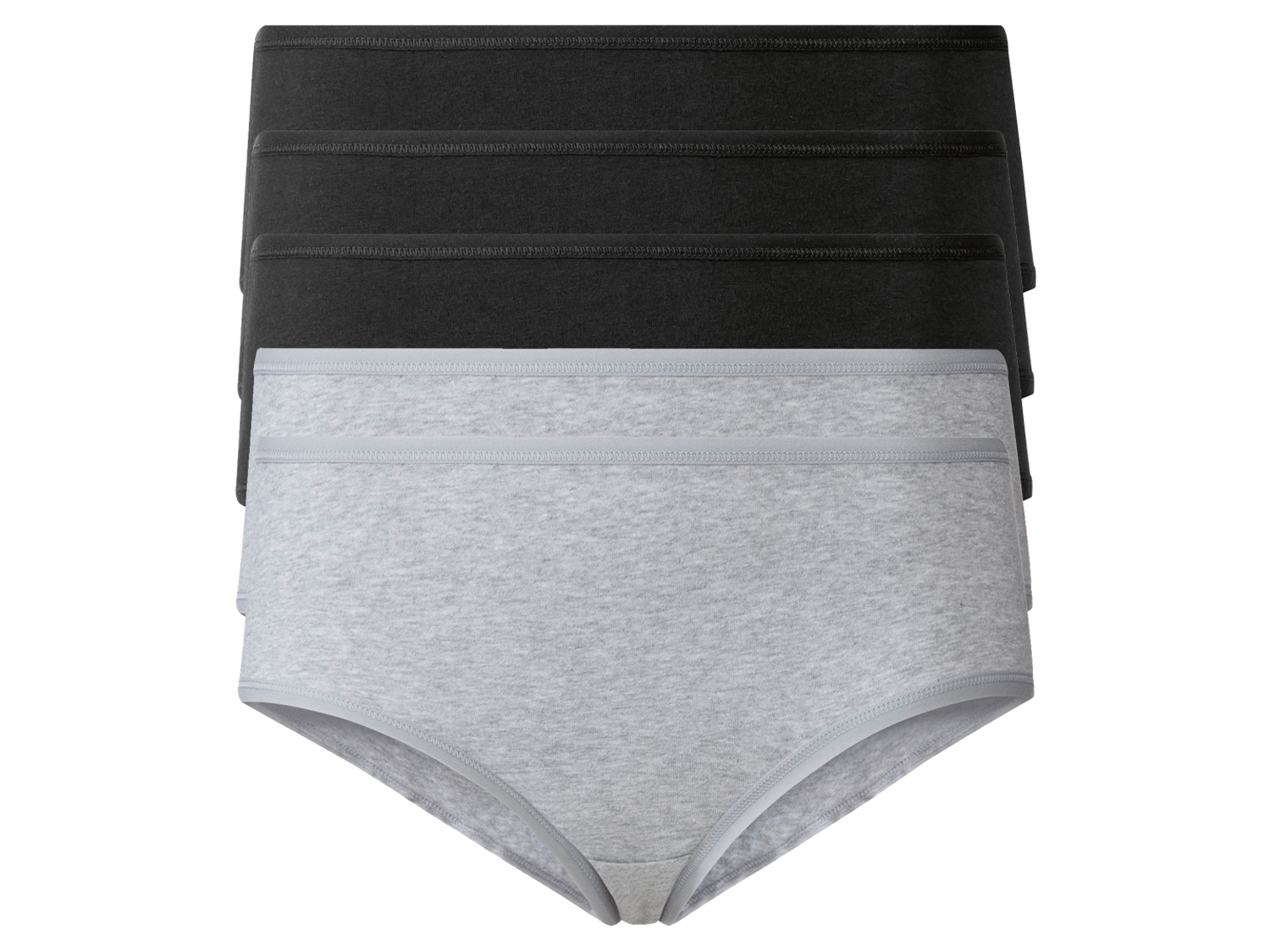 esmara® Dámske bedrové nohavičky, 5 kusov (čierna/sivá, XS (32/34))