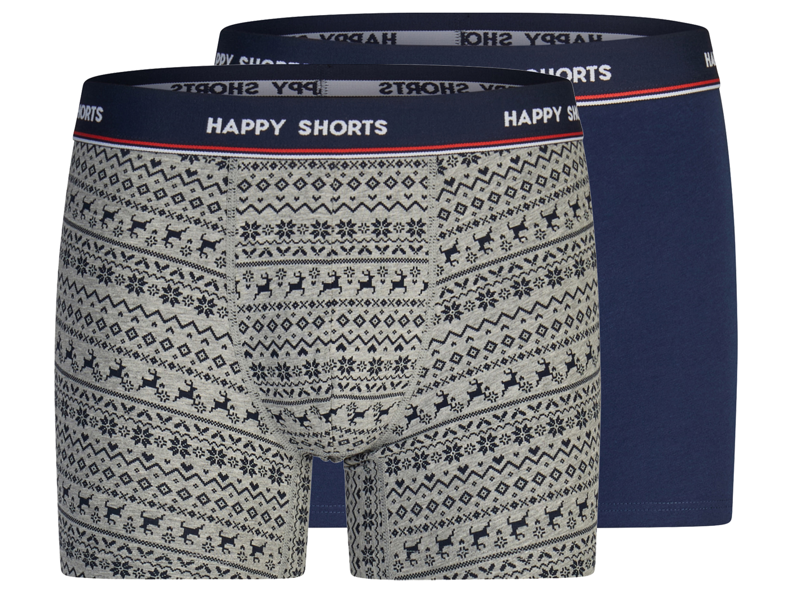 Happy Shorts Pánske boxerky, 2 kusy (navy modrá/sivá, L)