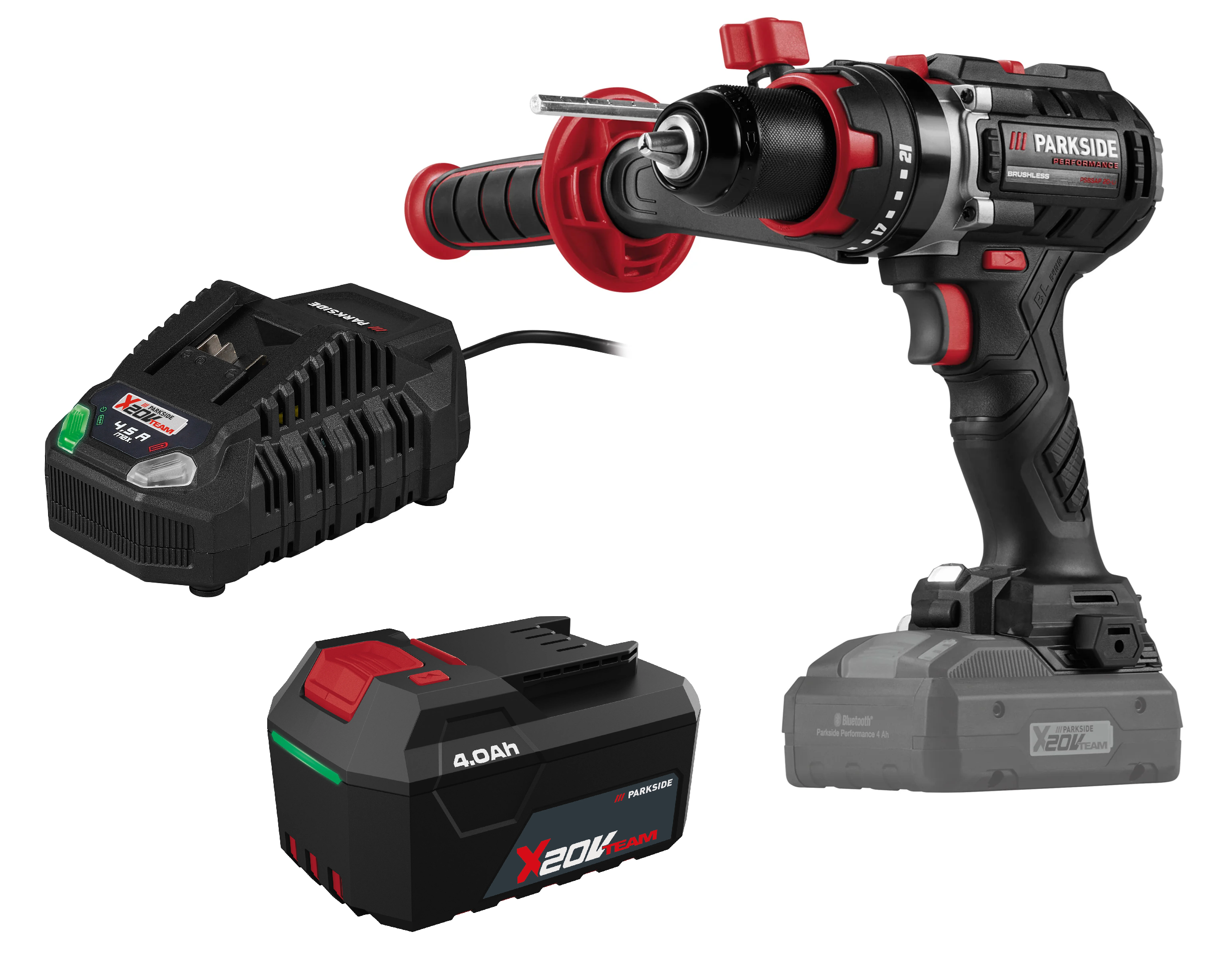 PARKSIDE® Aku príklepová vŕtačka 20 V PSBSAP 20-Li C3 + Rýchlonabíjačka akumulátora 20 V/4,5 A + Akumulátor 20 V/4 Ah