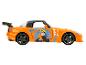 Oranžové hračkárske auto s potlačou Naruta.