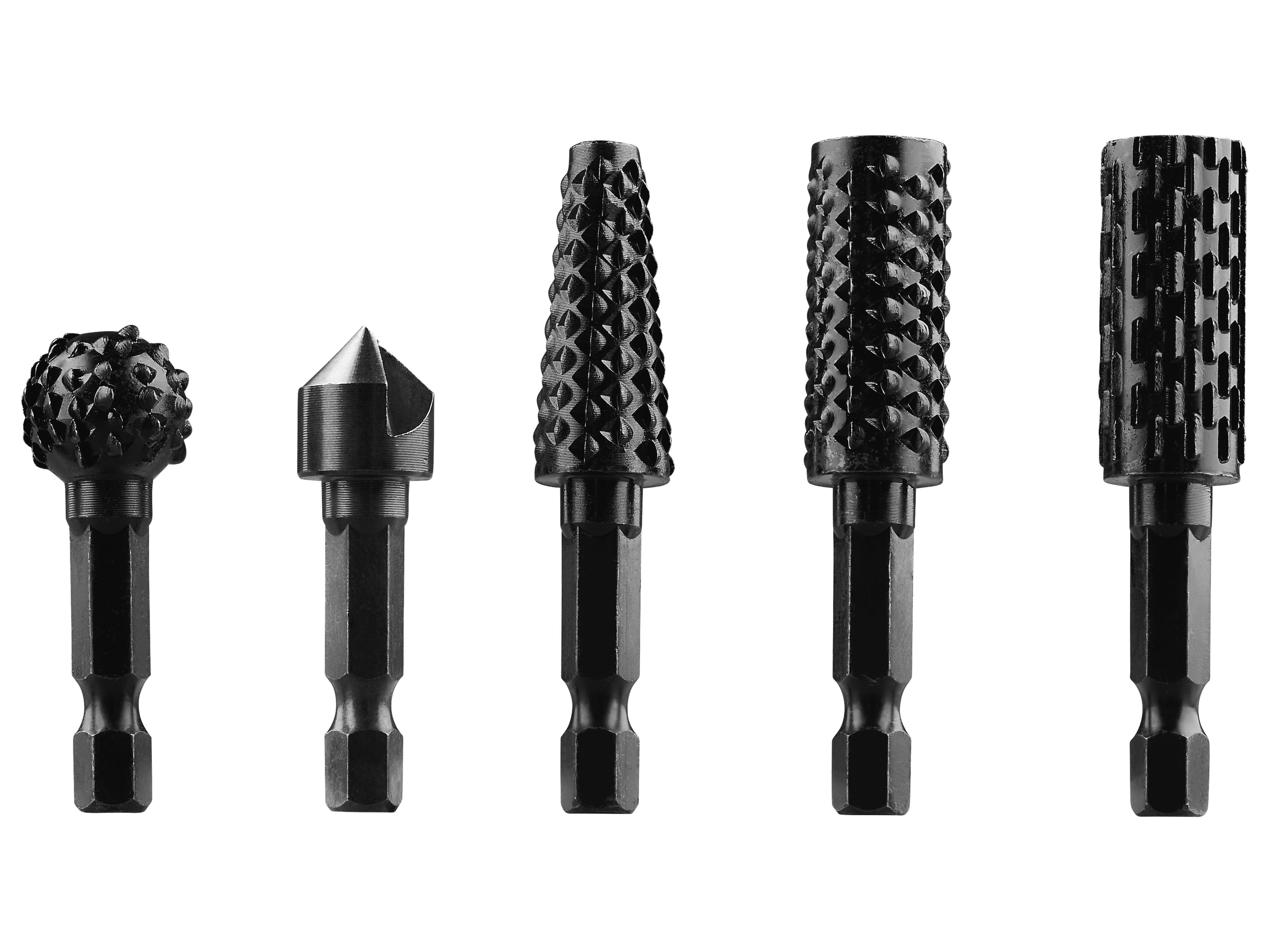 PARKSIDE® Príslušenstvo k vŕtačkám na spracovanie dreva (súprava rašplí a záhlbníkov, 5-dielna)
