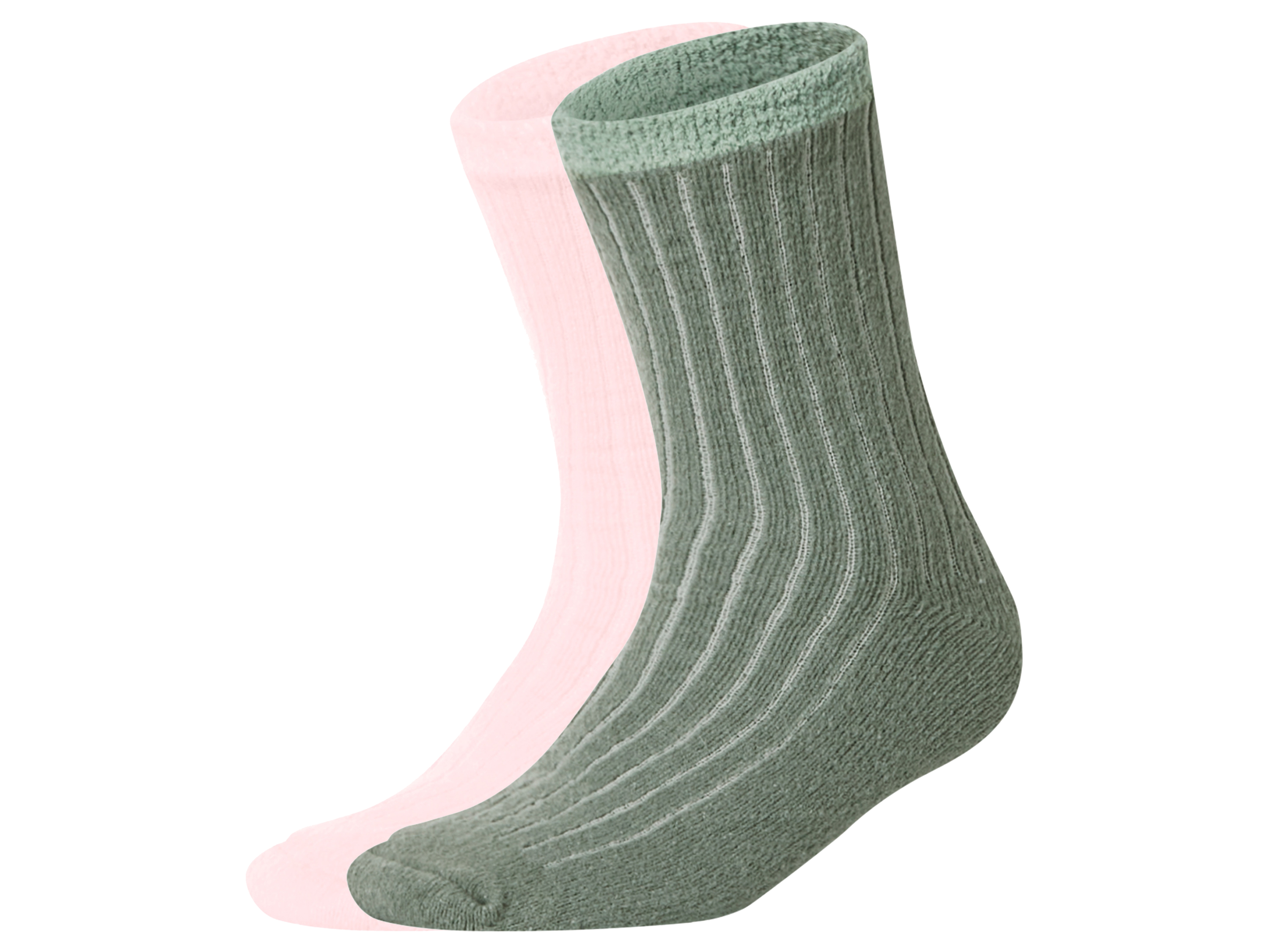 esmara® Dámske huňaté ponožky, 2 páry (zelená/bledoružová, 35/38)