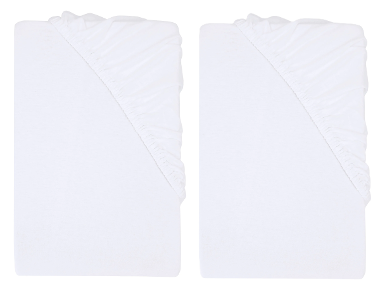 LIVARNO® Napínacia džersejová plachta, 90 – 100 x 200 cm, biela, 2 kusy