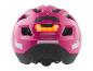 Ružová cyklistická prilba so zadným svetlom a reflexnými detailmi