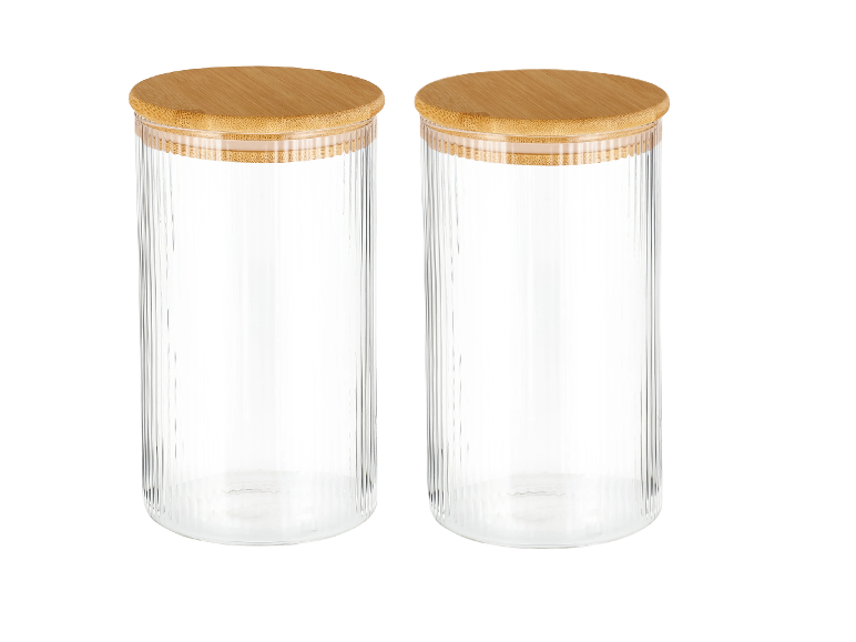 SILVERCREST® Sklenená skladovacia dóza, 1,2 l, 2 kusy