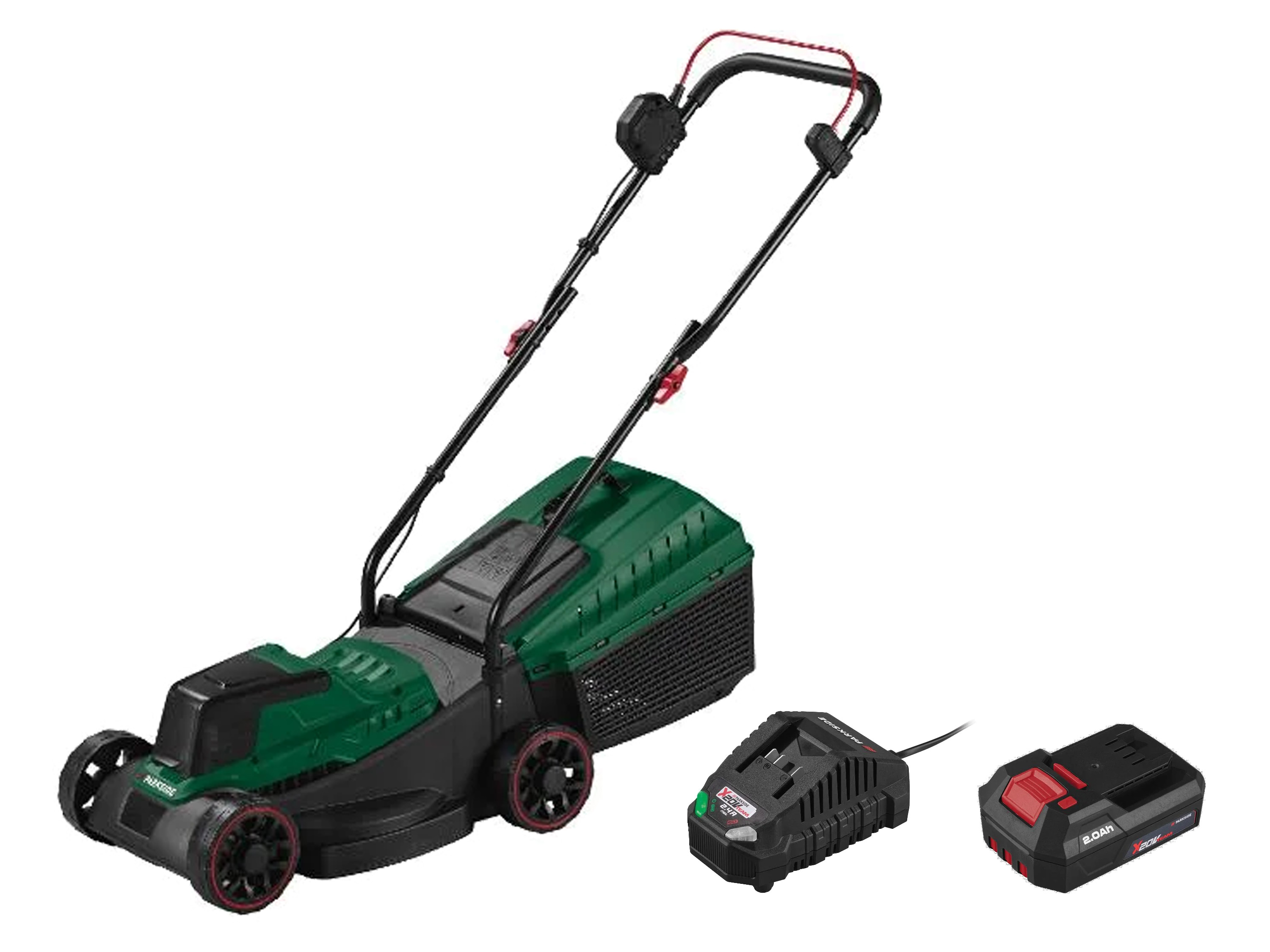 PARKSIDE® Aku kosačka na trávu 20 V PARM 20 A1 + Akumulátor 20 V/2 Ah + Nabíjačka 20 V/2,4 A