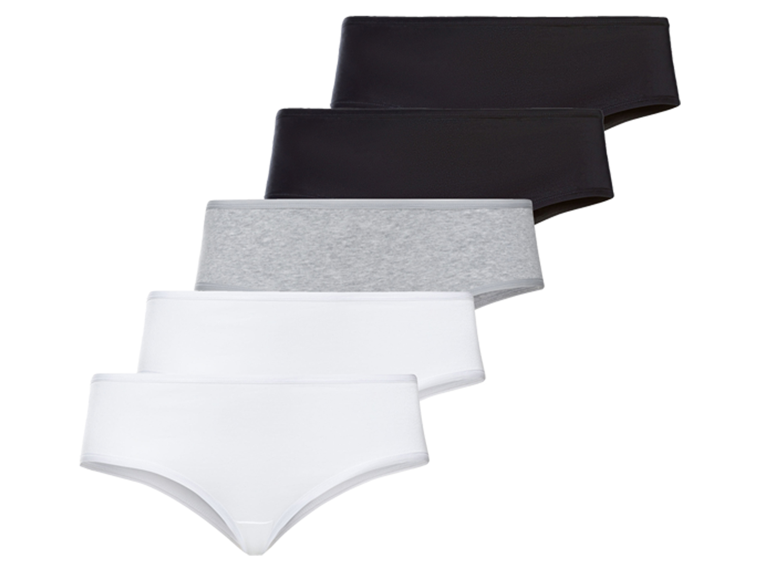 esmara® Dámske bedrové nohavičky XXL, 5 kusov (XXL (52/54), čierna/sivá/biela)