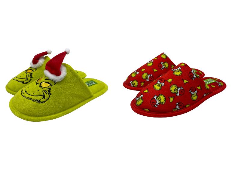 Zelené a červené Grinch papuče s čiapkami Santa Clausa