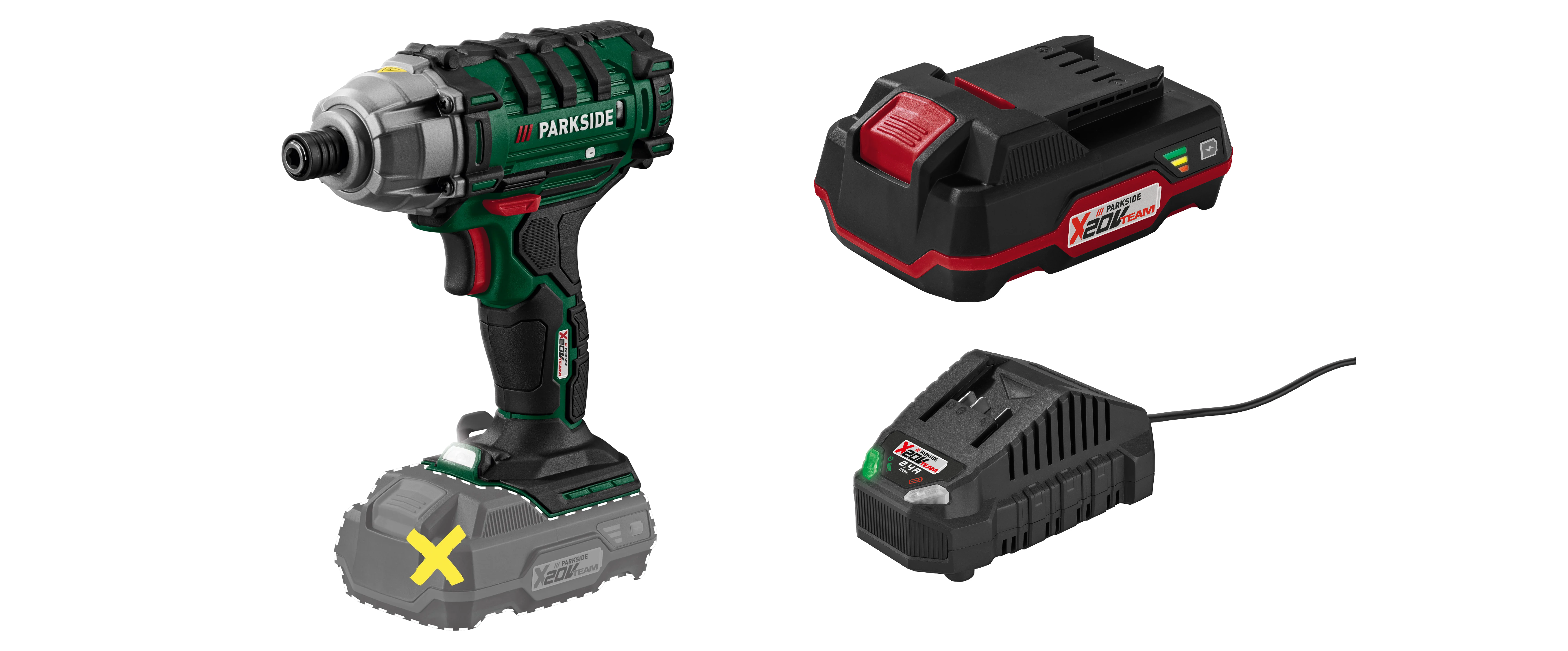 E-shop PARKSIDE® Aku rázový uťahovák PDSSA 20-Li B2 + Akumulátor 20 V/2 Ah PAP 20 B1 + Nabíjačka na akumulátor 20 V/2,4 A PLG 20 C1