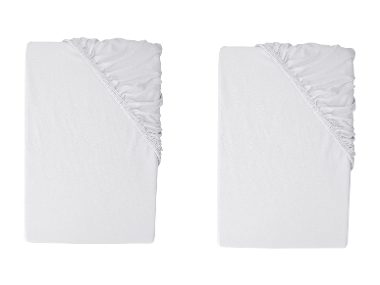 LIVARNO® Napínacia džersejová plachta, 90 – 100 x 200 cm, sivá, 2 kusy