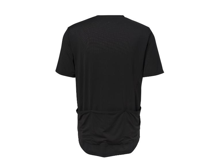 Čierny cyklistický dres s krátkym rukávom a zadnými vreckami, pohľad zozadu.