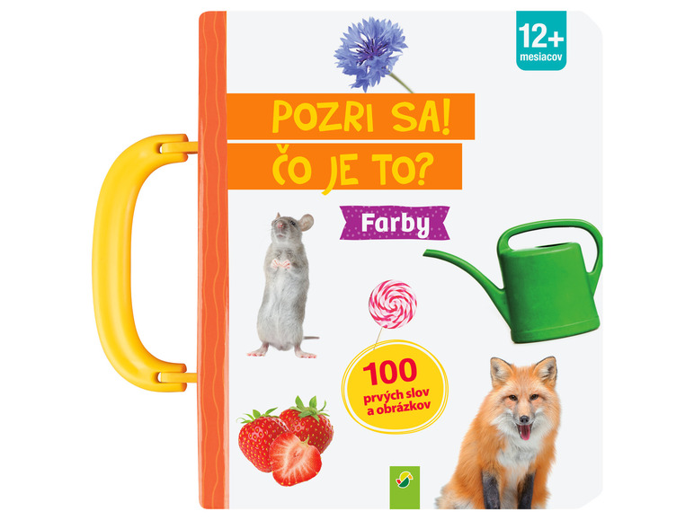 Kniha s obrázkami líšky, myši, jahôd a kanvy