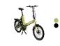 Svetlozelený skladací elektrický bicykel so zadným nosičom a čiernymi akcentmi.