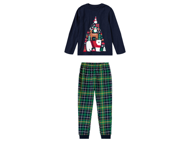 E-shop lupilu® Dievčenské bavlnené vianočné pyžamo (110/116, navy modrá/zelená)