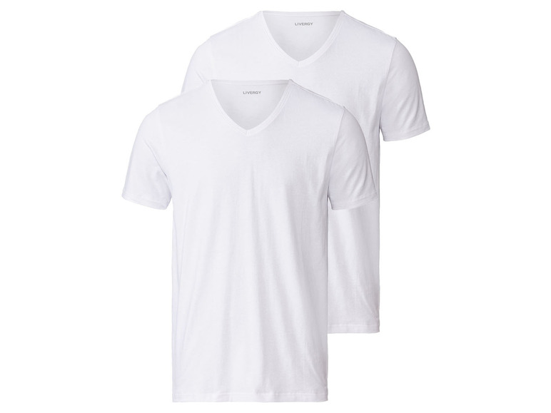 Prejsť na zobrazenie na celú obrazovku: LIVERGY® Pánske biele bavlnené tričko, 2 kusy – obrázok 1