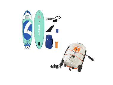 CRIVIT Univerzálny paddleboard Allround SUP Aquaview, nafukovací + Pumpa na paddleboard CSPA 20-Li A1 – bez akumulátora