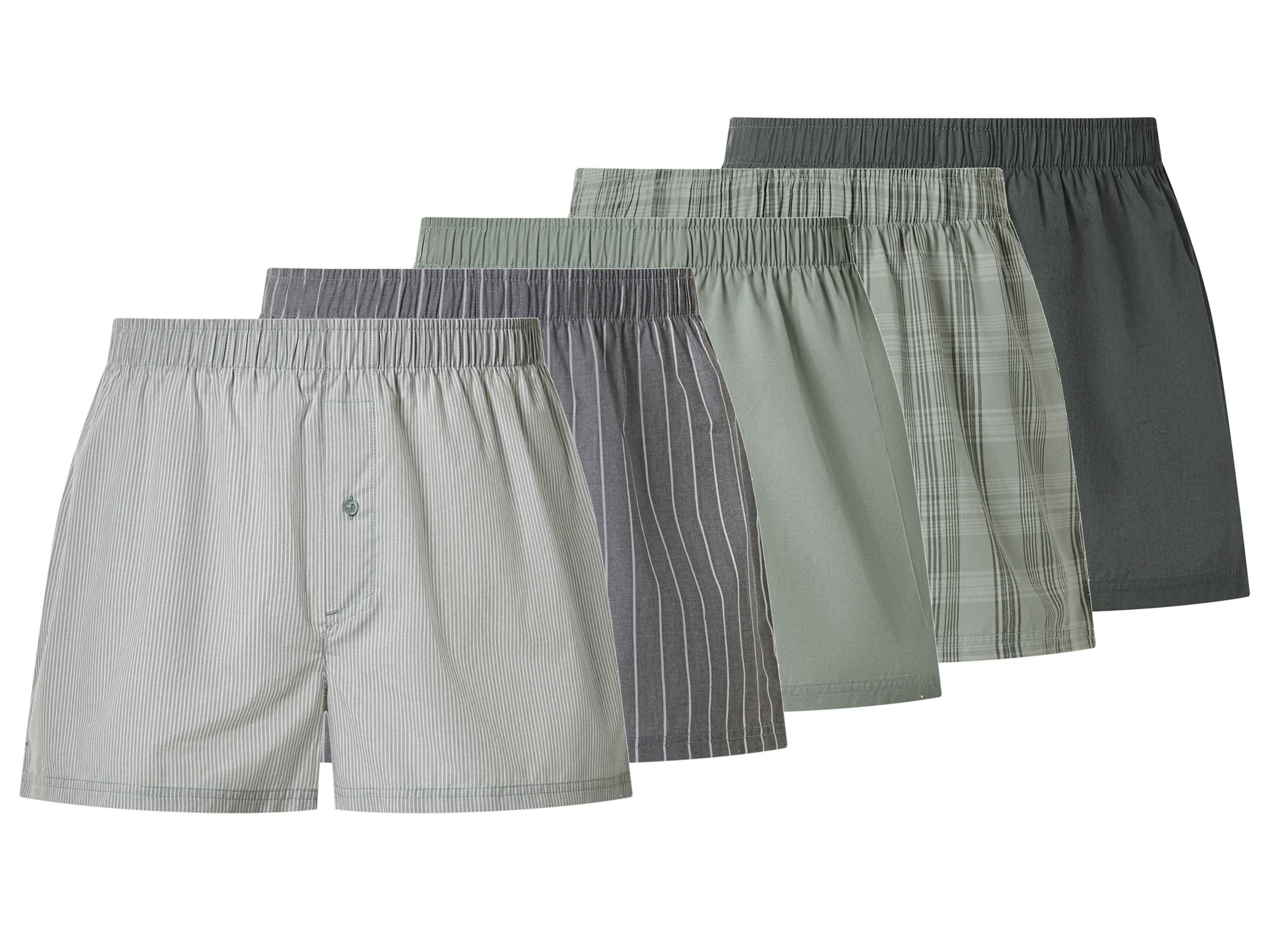esmara Men Pánske boxerky, 5 kusov (sivá/zelená, 4/S)