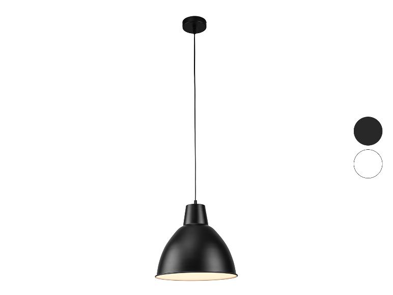 Čierna závesná stropná lampa s kupolovitým tienidlom a farebnými detailmi